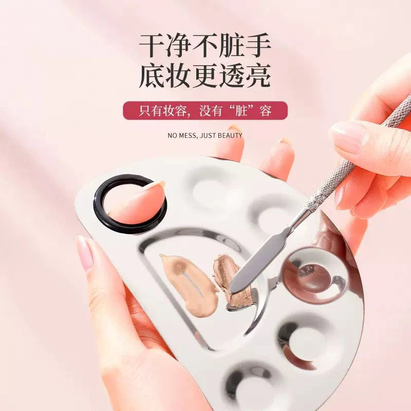 Pro Stainless Steel Cosmetic Makeup Palette with spatula