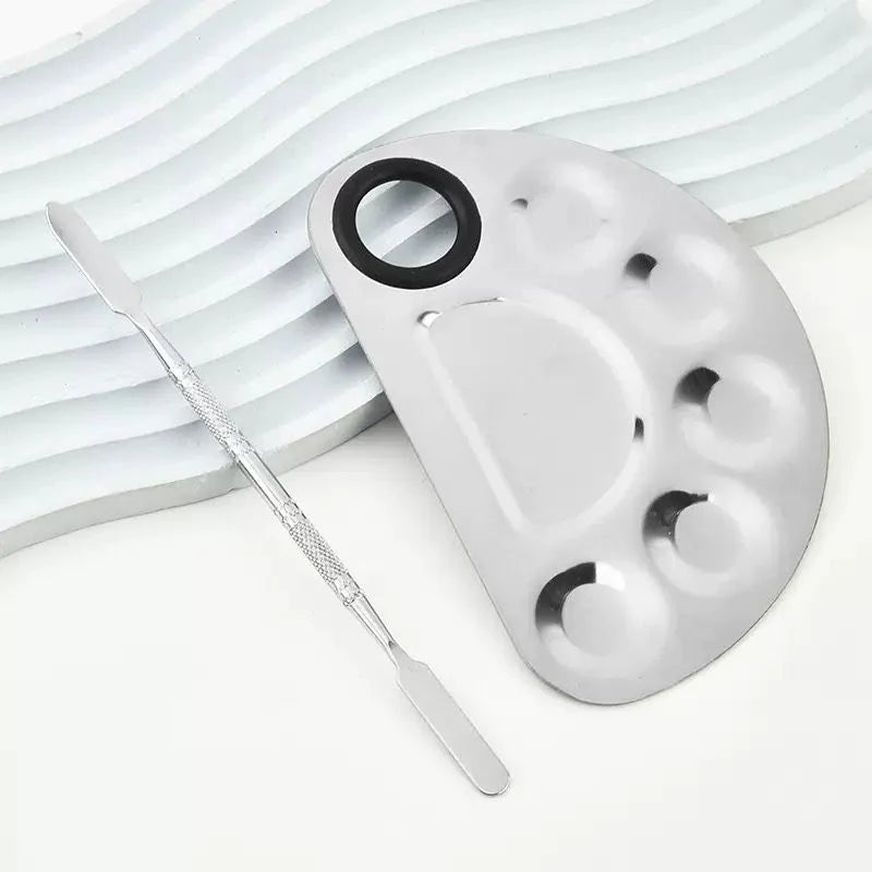Pro Stainless Steel Cosmetic Makeup Palette with spatula