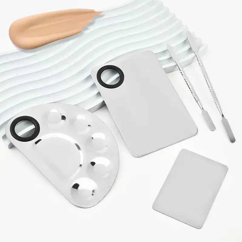 Pro Stainless Steel Cosmetic Makeup Palette with spatula