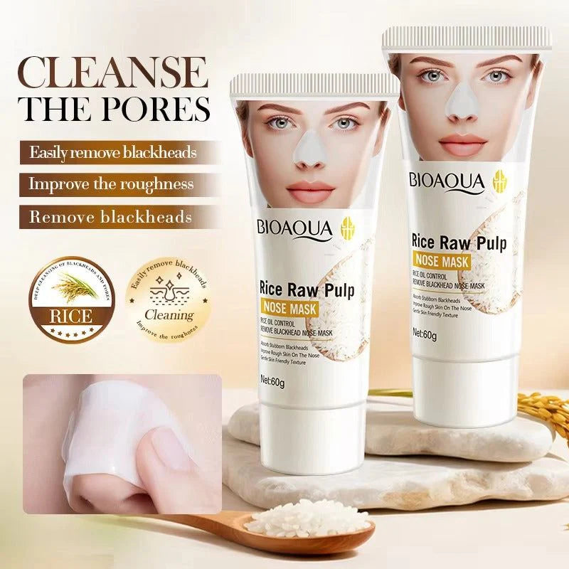 BIOAQUA Rice Raw Pulp Nose Mask (60g) – Deep Cleansing & Blackhead Remover for Smooth Skin
