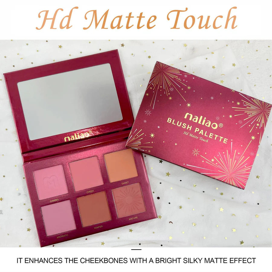 Maliao HD Blush Palette – 6 Color Matte Touch