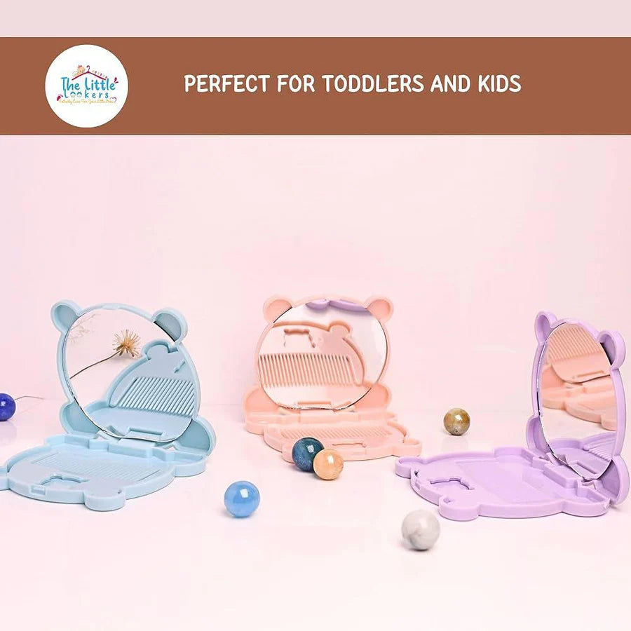 Cute Kawaii Pastel Bear 2-in-1 Folding Mirror & Comb Compact