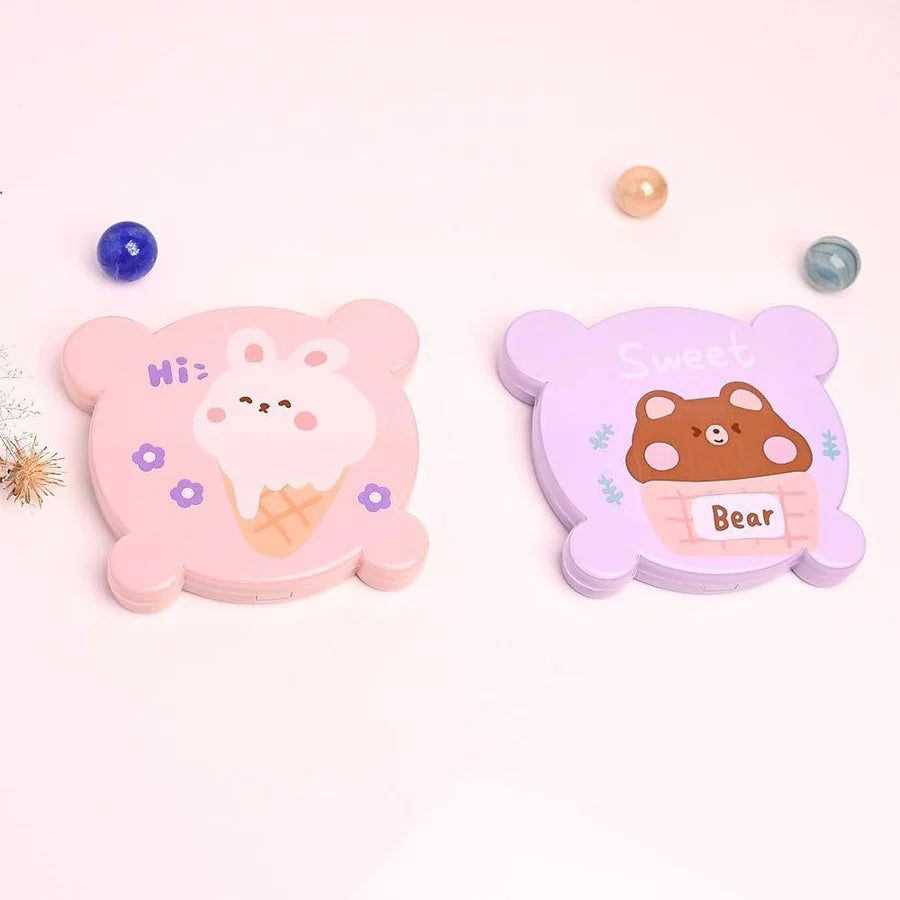 Cute Kawaii Pastel Bear 2-in-1 Folding Mirror & Comb Compact