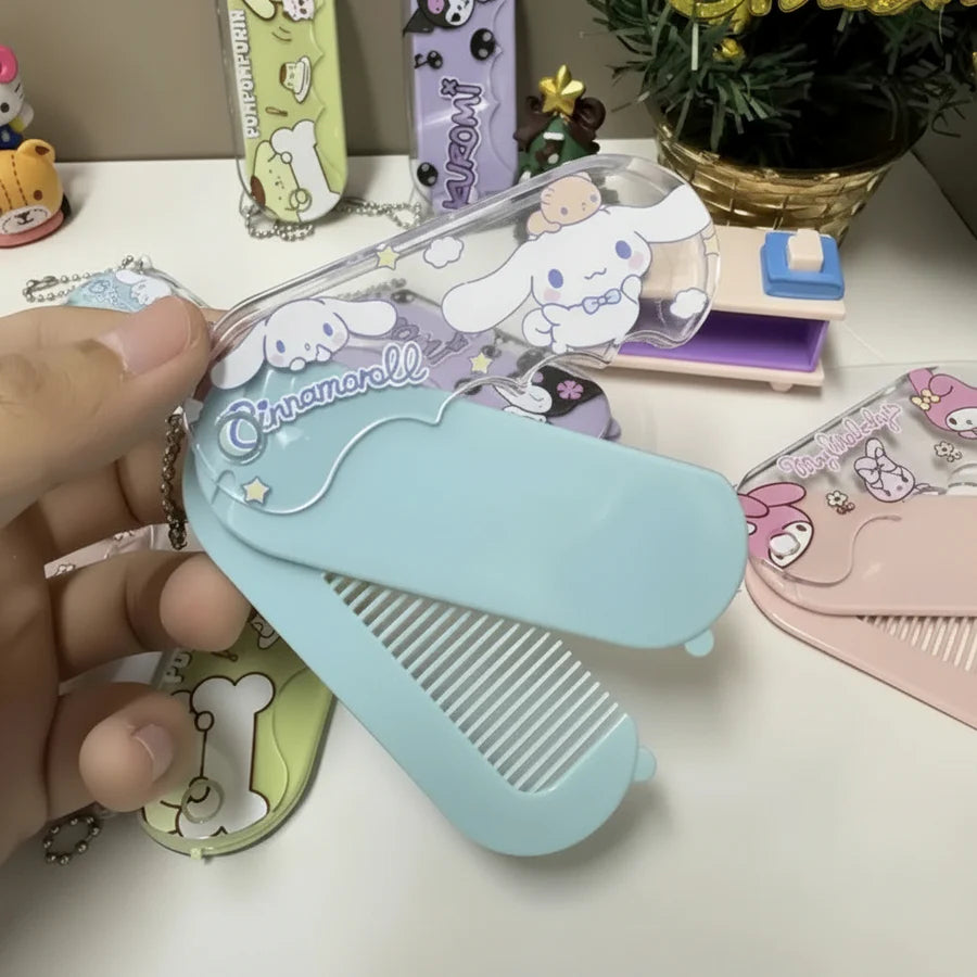 Kawaii Sanrio MIni Portable Folding Mirror Comb (Random)
