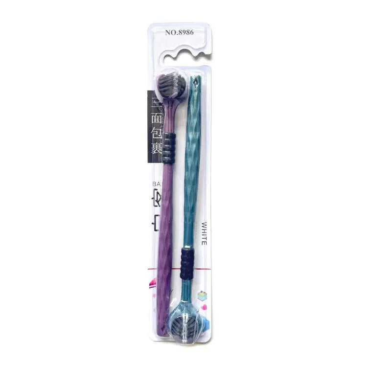 Three sides pack of 2 tooth brush