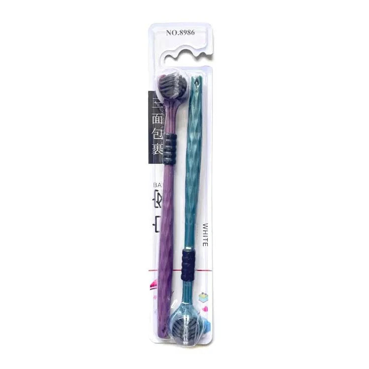 Three sides pack of 2 tooth brush