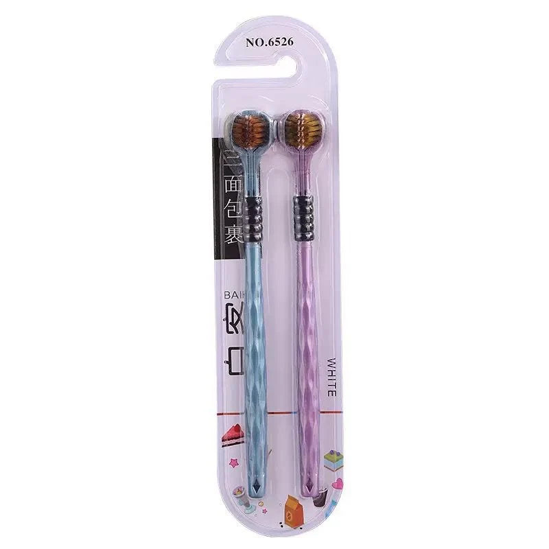 Three sides pack of 2 tooth brush