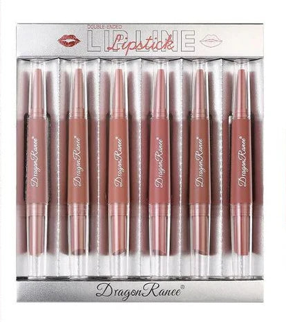Dragon Ranee 6pcs 2‑in‑1 Matte Lipstick & Lipliner Set