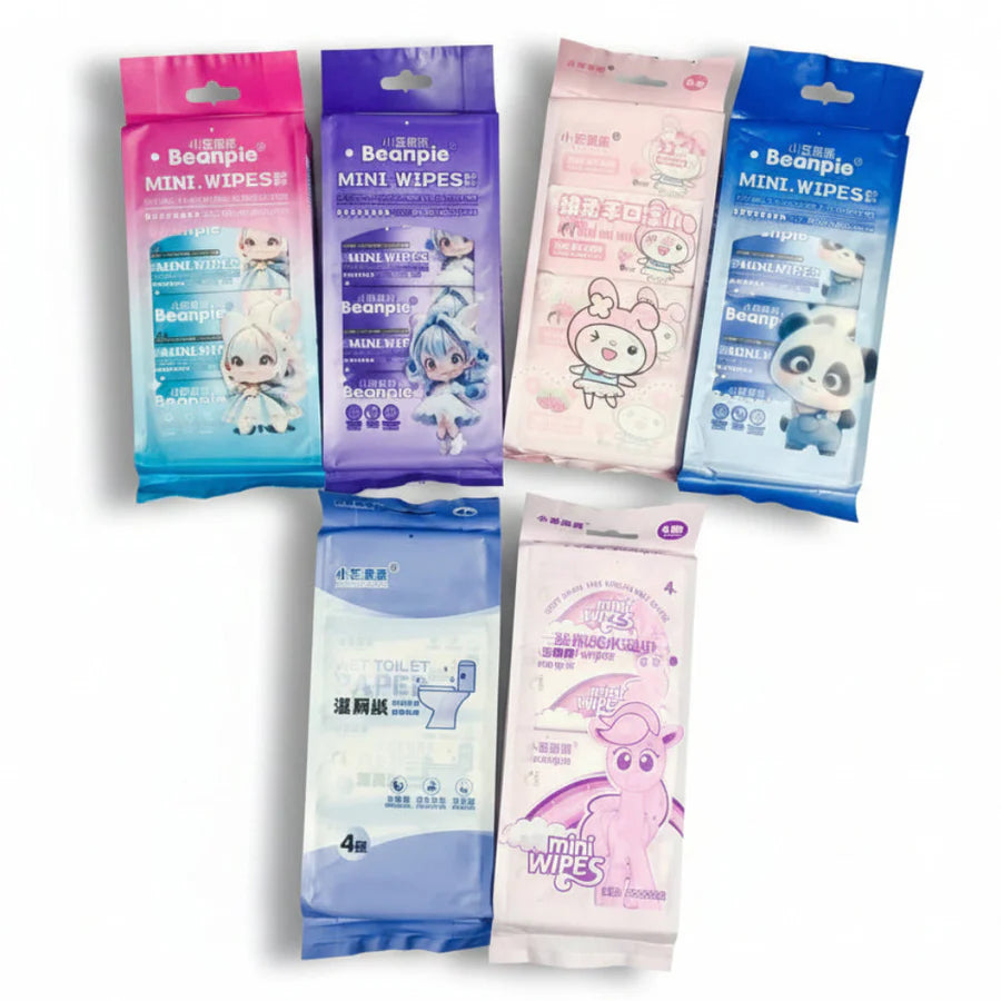 Beanpie 32‑Sheet Mini Wipes Pack | Pocket‑Size Hygiene (Random)