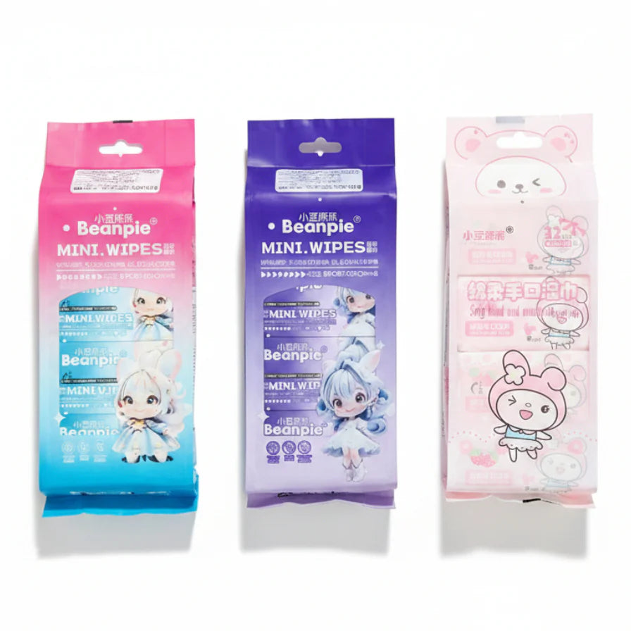 Beanpie 32‑Sheet Mini Wipes Pack | Pocket‑Size Hygiene (Random)