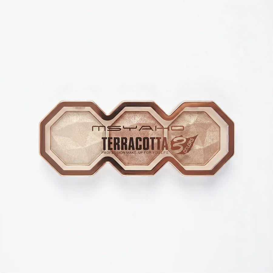 MSYAHO Terracotta 3‑Color Palette | Professional Baked Makeup