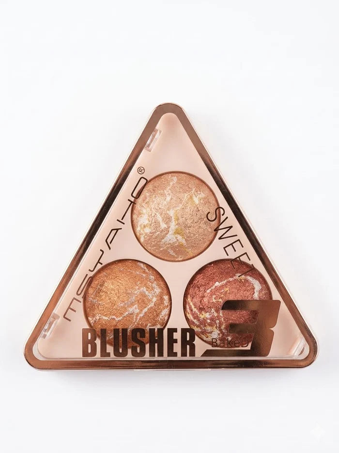 MSYAHO Baked Blush On 3‑Color Palette | Radiant Glow Finish YH6146