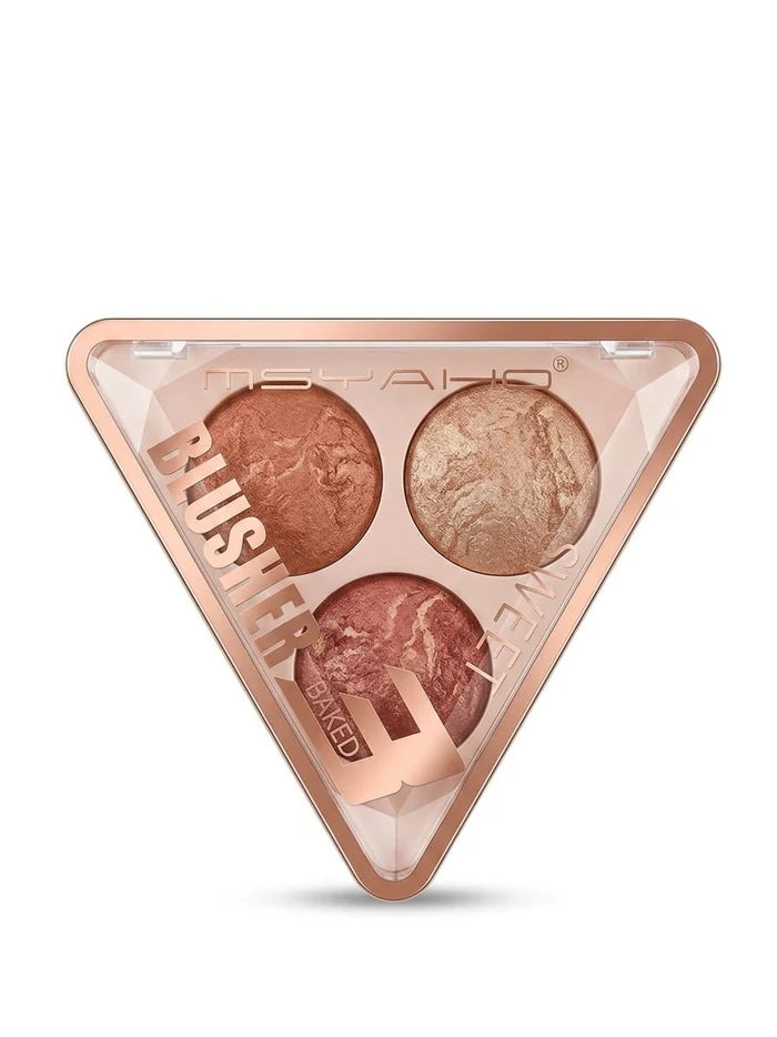MSYAHO Baked Blush On 3‑Color Palette | Radiant Glow Finish YH6146