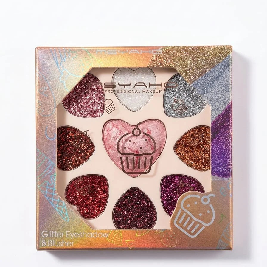 **MSYAHO YH352 Heart Shape Glitter Eyeshadow & Blush Palette**