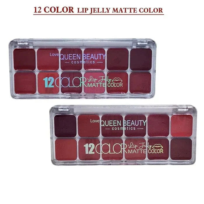 **Love Queen Beauty 12 Color Lip Jelly Matte Lipstick Palette**