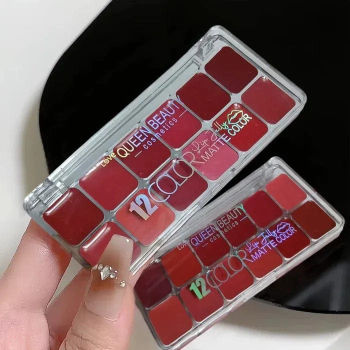 **Love Queen Beauty 12 Color Lip Jelly Matte Lipstick Palette**