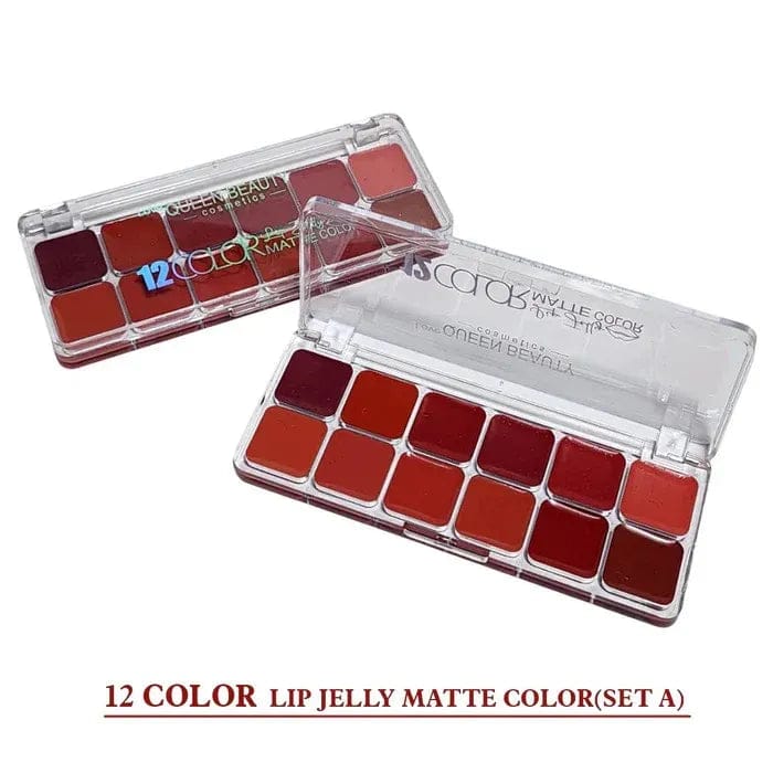 **Love Queen Beauty 12 Color Lip Jelly Matte Lipstick Palette**