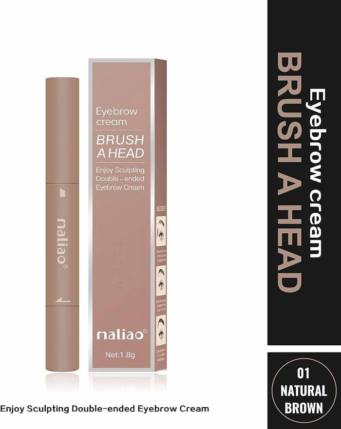 Maliao Double-Ended Eyebrow Cream with Brush 1.8g | Long Lasting