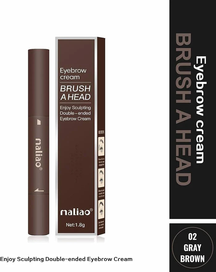 Maliao Double-Ended Eyebrow Cream with Brush 1.8g | Long Lasting