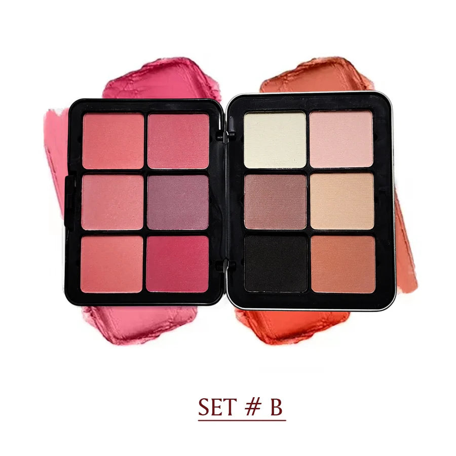 12 Color Powder Blush & Contour Palette | Matte Face Makeup Kit