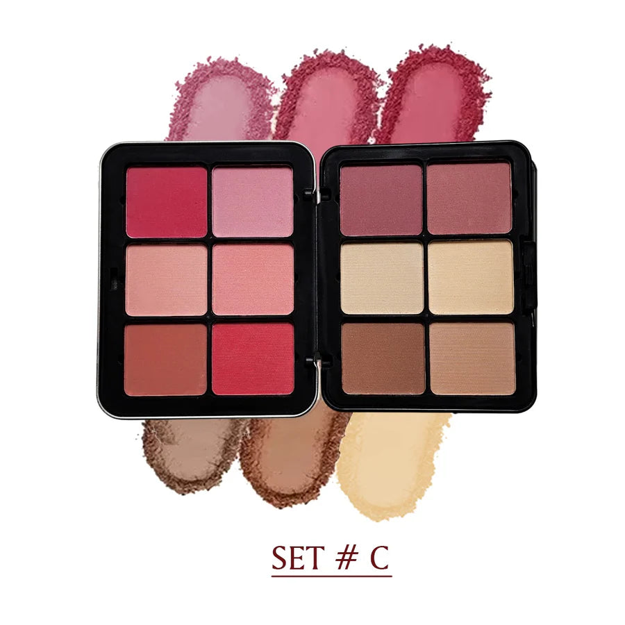12 Color Powder Blush & Contour Palette | Matte Face Makeup Kit