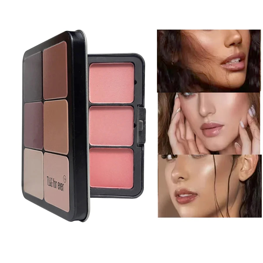 12 Color Powder Blush & Contour Palette | Matte Face Makeup Kit