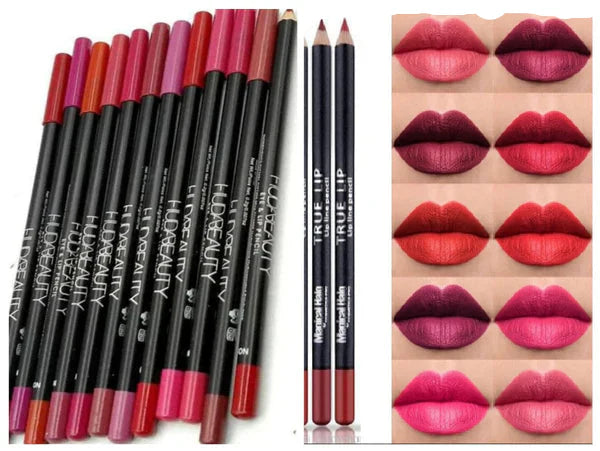 Hudabeauty Lip & Eye Pencil (Pack of 12 Pencils) Beautiful Colors