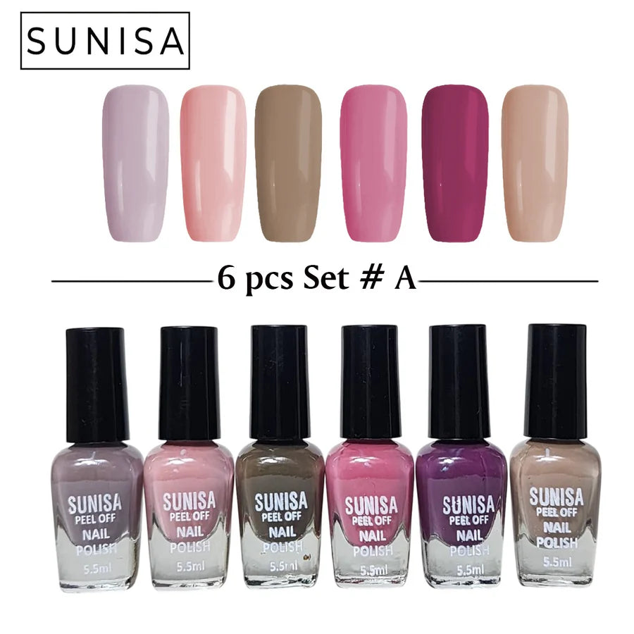 New Sunisa 6pcs Set Matte Nail Polish / Peel Off