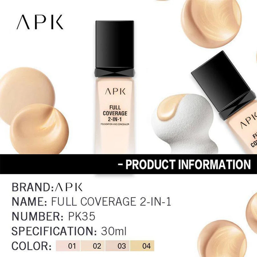 APK Full Coverage 2 in 1 Foundation & Concealer - Flawless, All-Day Coverage |
