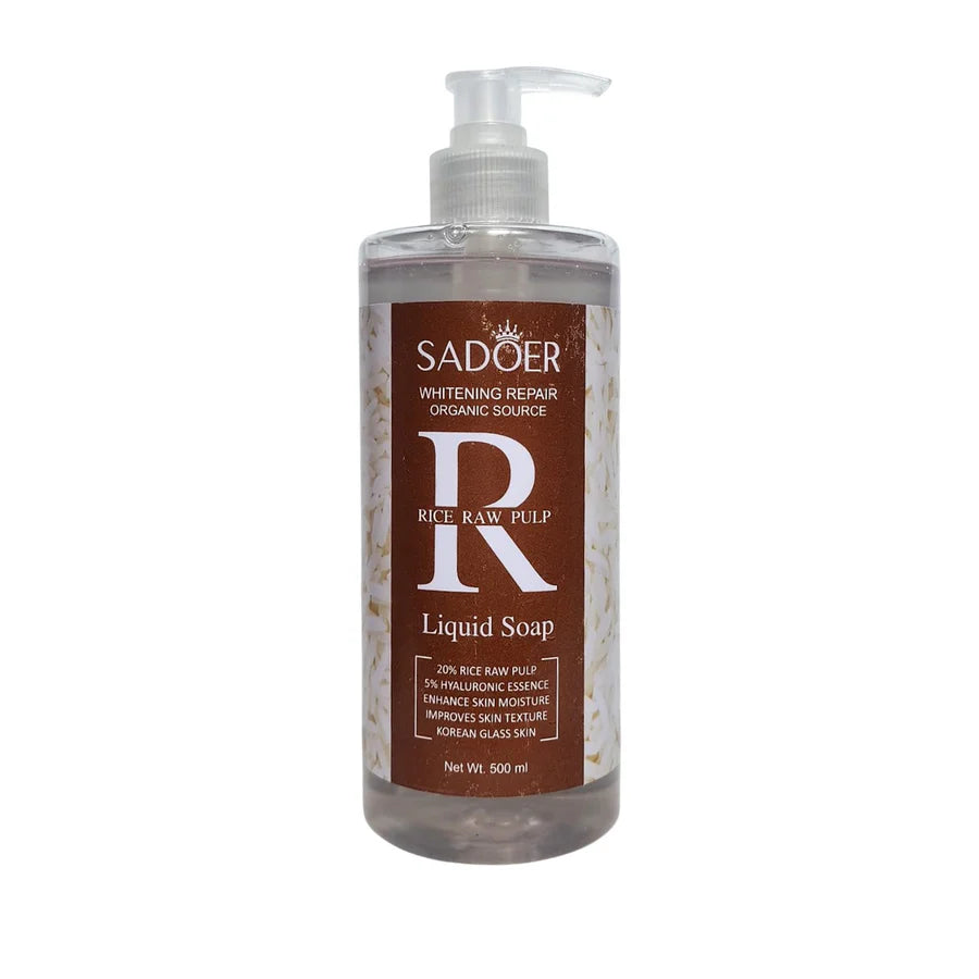 SADOER Rice Raw Pulp Liquid Soap – Whitening Repair & Moisturizing Cleanser Hand Soap (500ml)