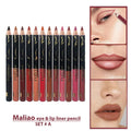 Maliao Matte Lipstick Lip Liner Lip Pencil 12pcs