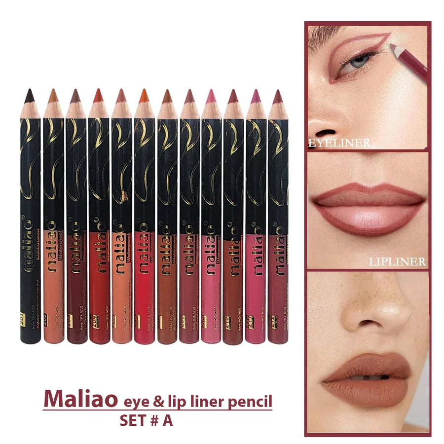 Maliao Matte Lipstick Lip Liner Lip Pencil 12pcs