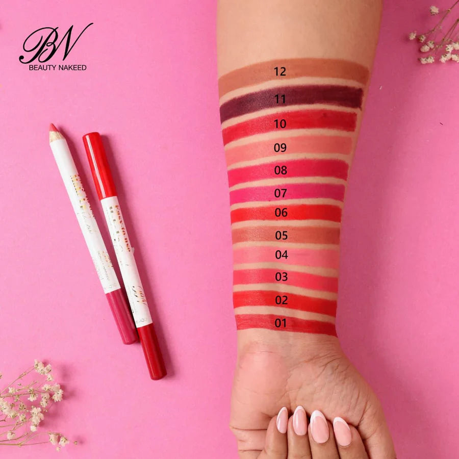 BN Easy to use Makeup Pencils Pack of 12 Lip Liner Pencil – Matte Finish Long Lasting