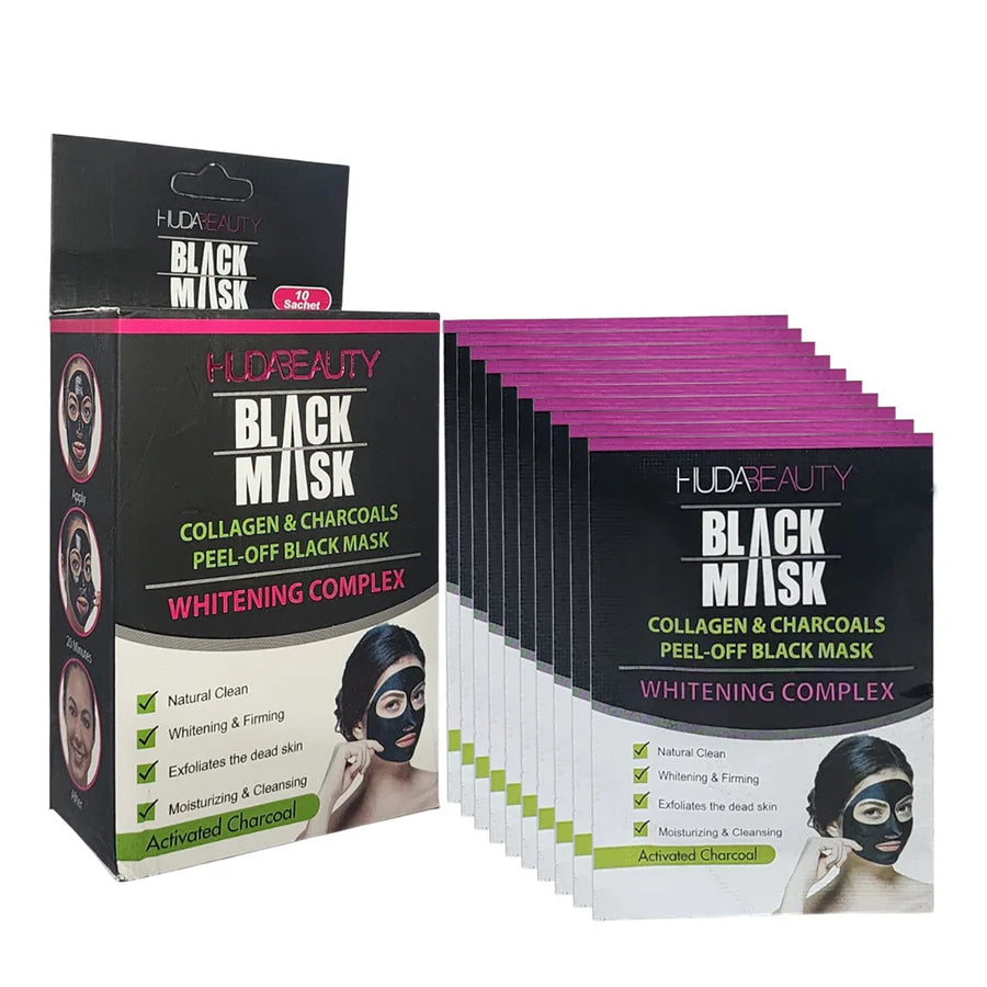 **Huda Beauty Charcoal Black Peel-Off Face Mask (10PCS)**