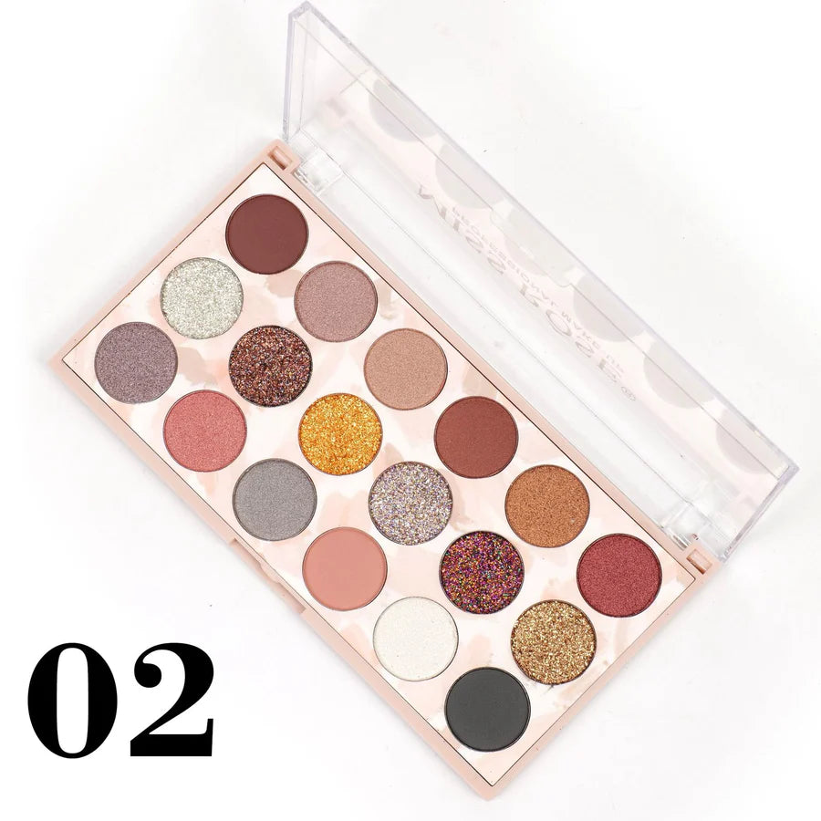 Miss Rose 12 color eyeshadow and 6 color glitter palette (12+6)