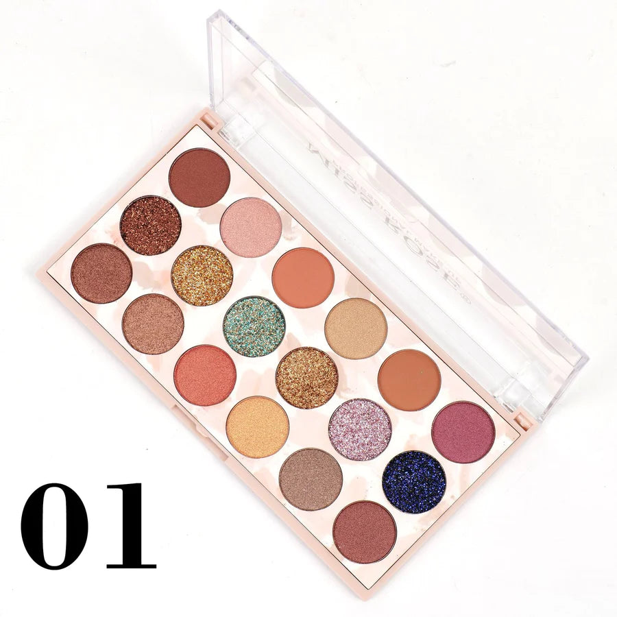 Miss Rose 12 color eyeshadow and 6 color glitter palette (12+6)