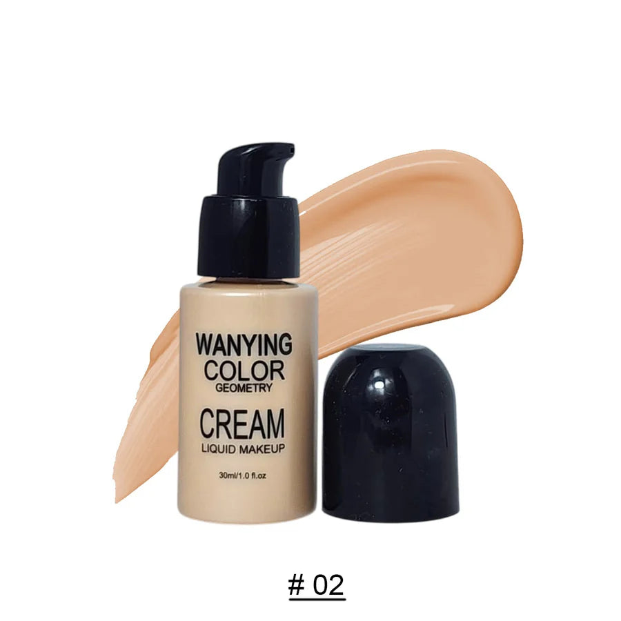 WANYING Color Geometry Cream Liquid Foundation – 30ml (Long-Wear & Smooth Finish)