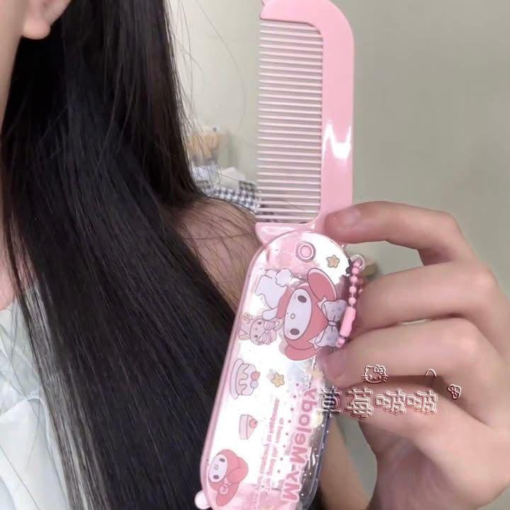 Kawaii Sanrio MIni Portable Folding Mirror Comb (Random)