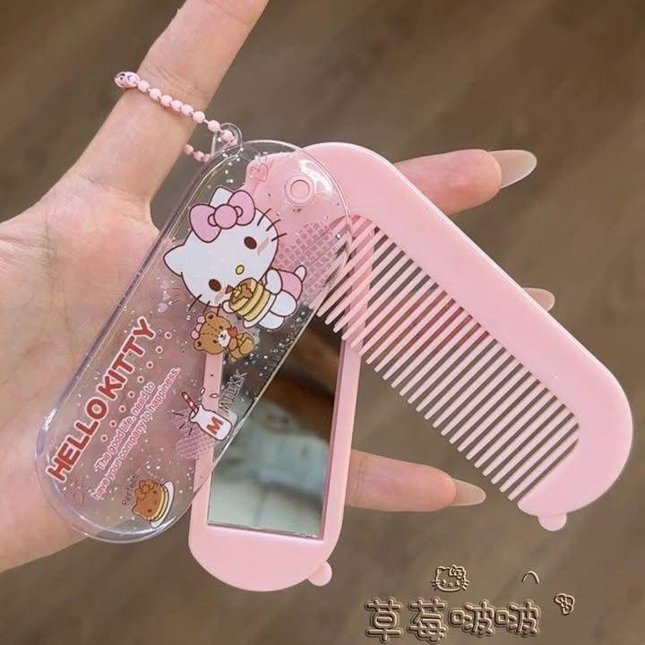 Kawaii Sanrio MIni Portable Folding Mirror Comb (Random)