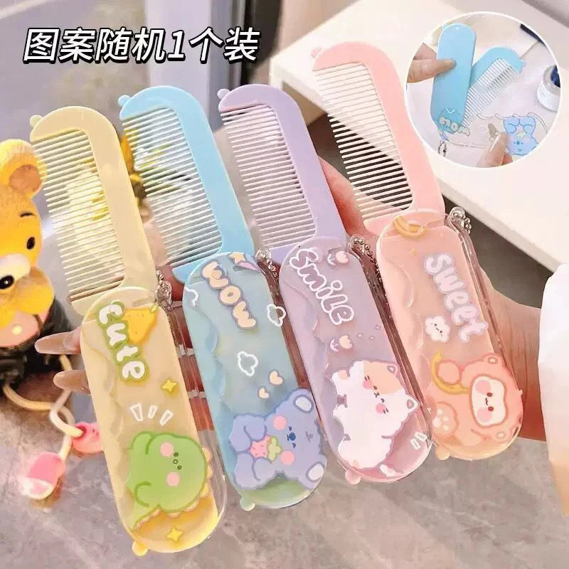 Kawaii Sanrio MIni Portable Folding Mirror Comb (Random)