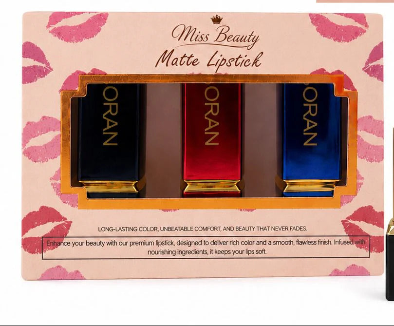 Miss Beauty Matte Lipstick Pack of 3 – Long‑Lasting, Bold Color