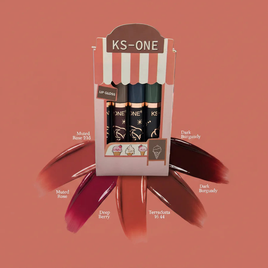 KS~ONE 4pcs Lip Gloss Set – Hydrating Shine Collection
