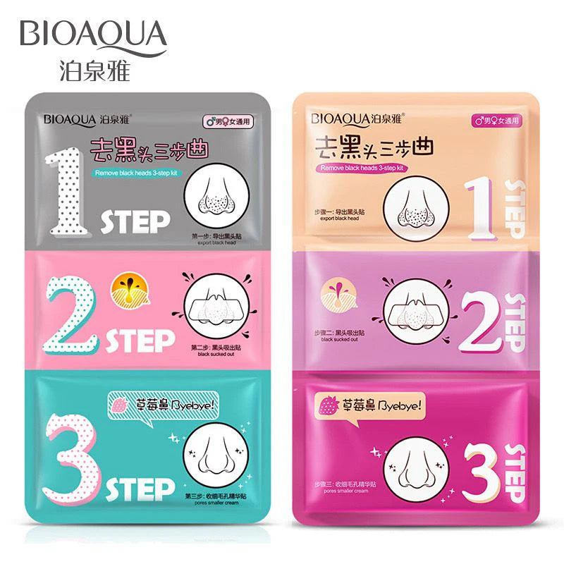 **BIOAQUA 3-Step Blackhead Remover Nose Mask 7×3g**