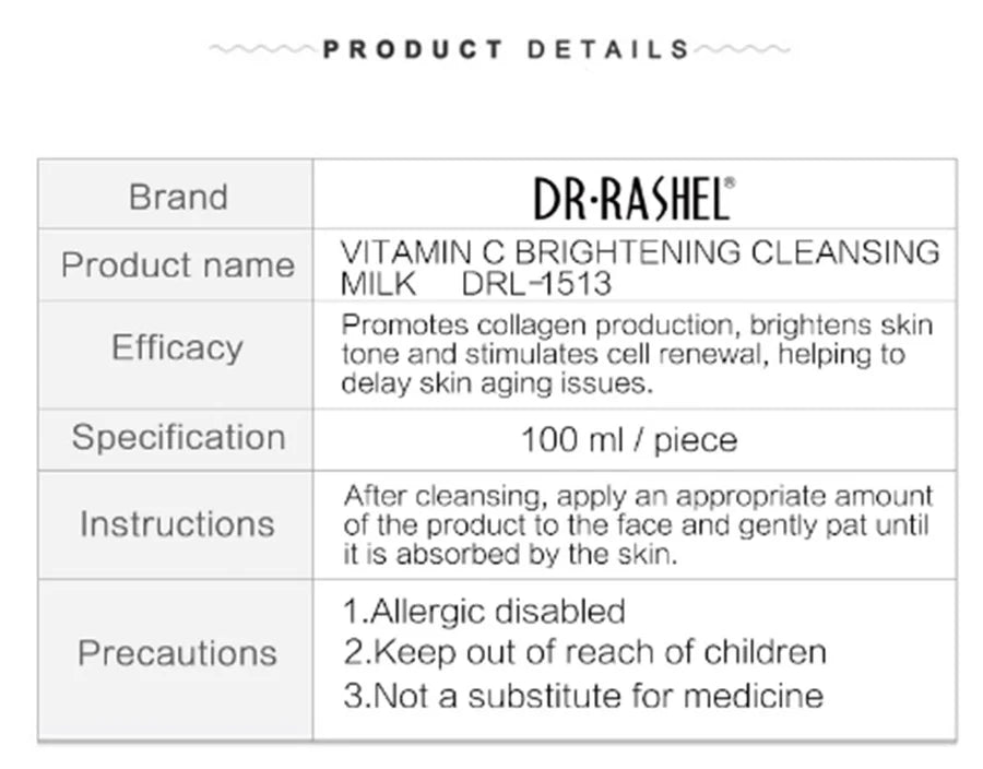 DR.Rashel Vitamin C Cleansing Milk Makeup Remover 100ml DRL1513