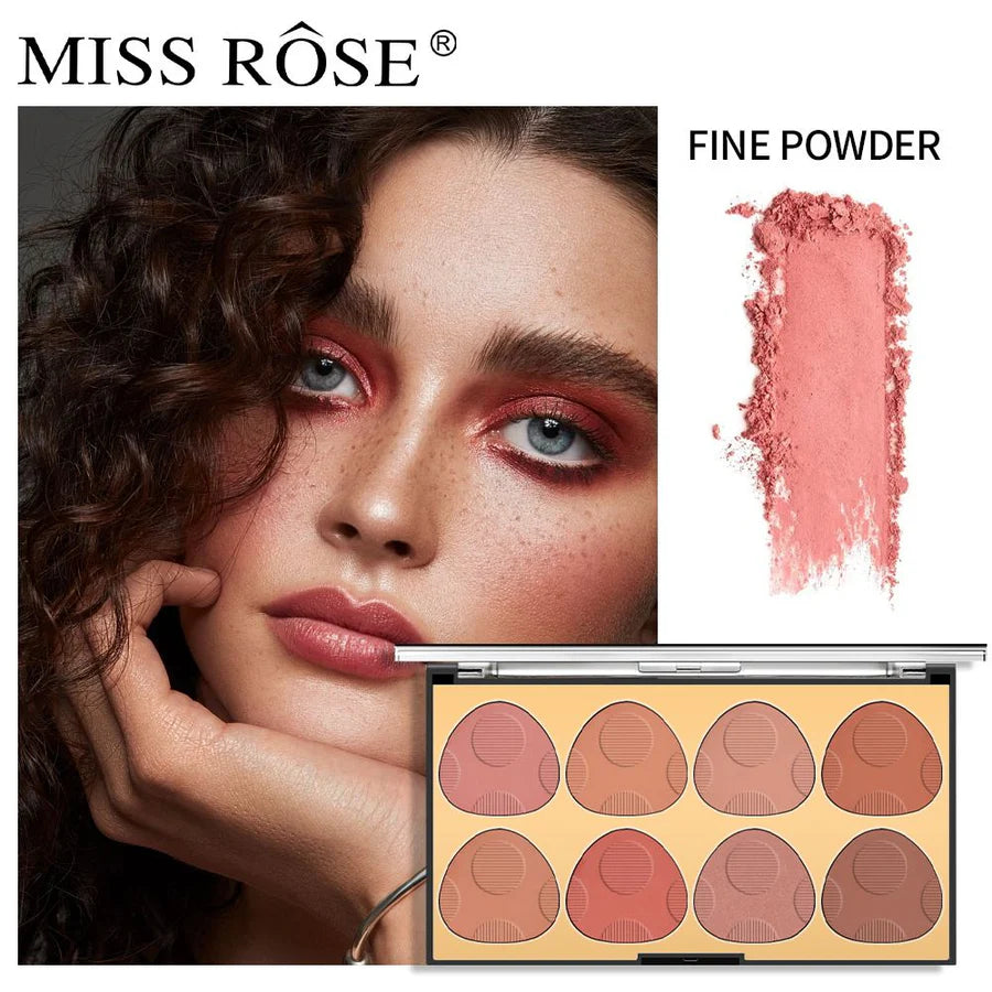 **Miss Rose 8 Color 3D Shimmer Blush Palette**