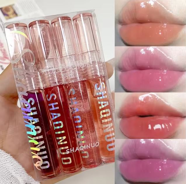 SHAQINUO Moisturizing Jelly Lip Gloss | Clear Glitter Lip Oil Set