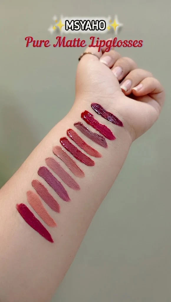 MSYAHO Long‑Lasting Pure Matte Lip Gloss – Pack of 12 Shades
