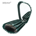 **JulyStar 5PCS Makeup Brush Set with Shell Mirror**