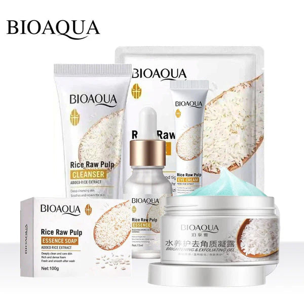 **BIOAQUA Rice Raw Pulp Glow Skincare Set (6PCS)**