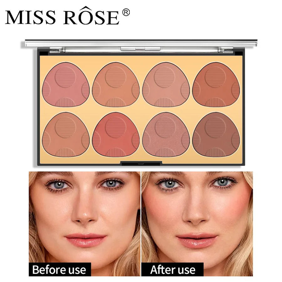 **Miss Rose 8 Color 3D Shimmer Blush Palette**